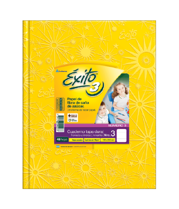 CUADERNO EXITO T / D AMARILLO X 48 HS FORRADO