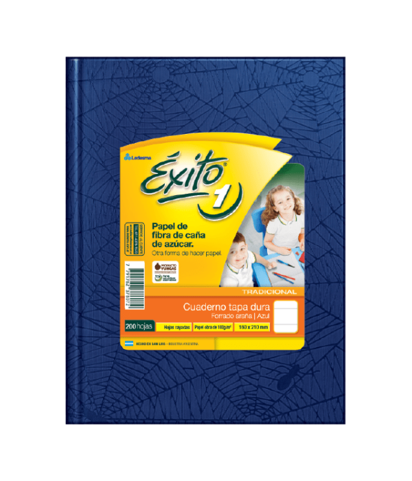CUADERNO EXITO T / D AZUL X 200 HS FORRADO