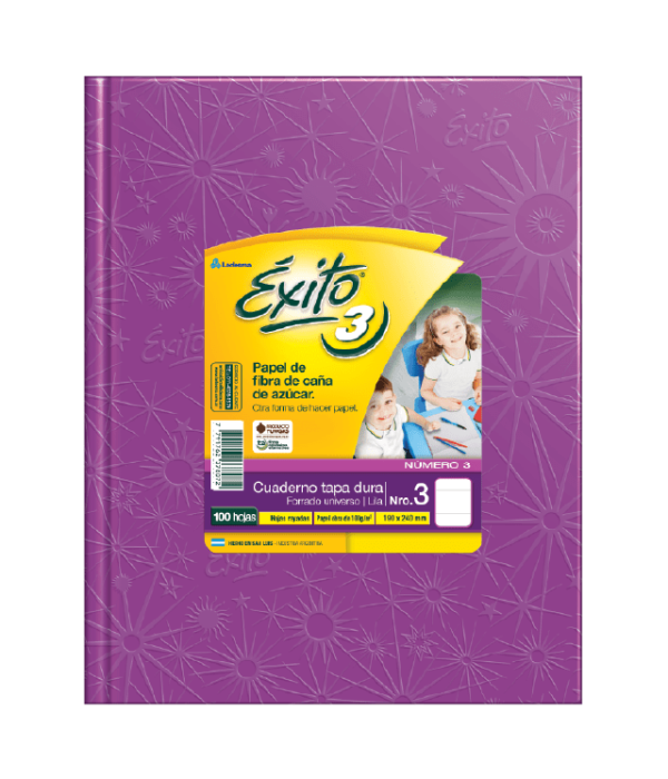 CUADERNO EXITO T / D LILA  X 100 HS FORR