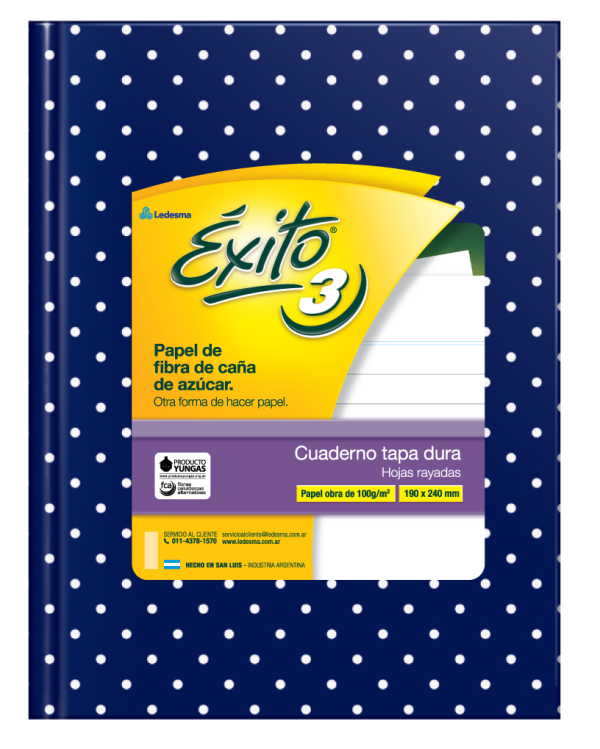 CUADERNO EXITO T / D LUN AZUL X 48 HS FORRADO