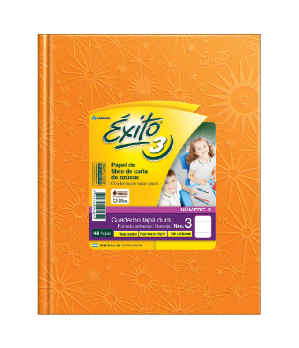 CUADERNO EXITO T / D NARANJA X 48 HS FORRADO