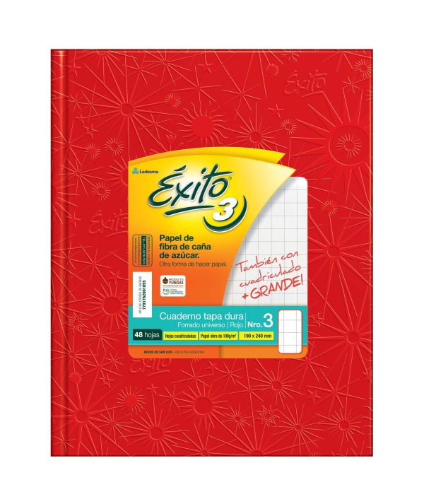 CUADERNO EXITO T / D ROJO X 48 HS FORRADO