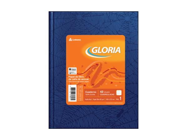 CUADERNO GLORIA T / D AZUL X 42 HS FORRADO