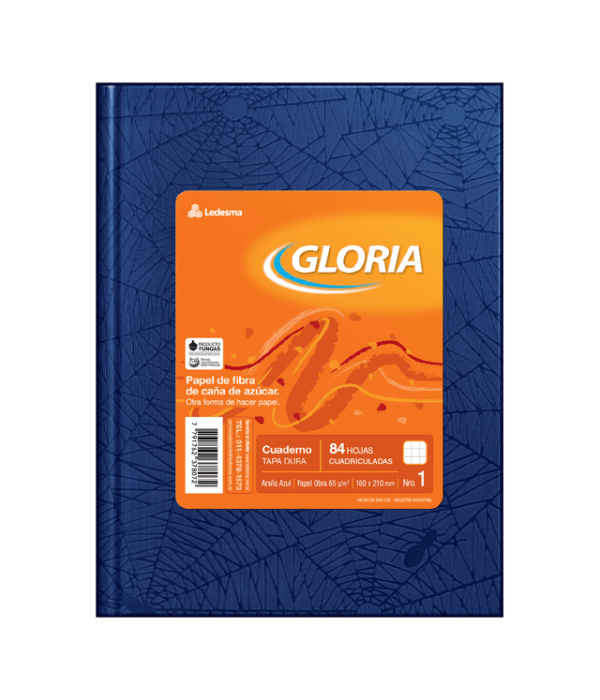 CUADERNO GLORIA T / D AZUL X 84 HS FORRADO