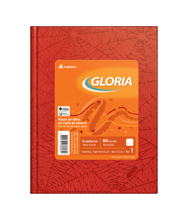 CUADERNO GLORIA T / D ROJO X 84 HS FORRADO