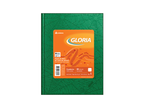 CUADERNO GLORIA T / D VERDE X 84 HS FORRADO