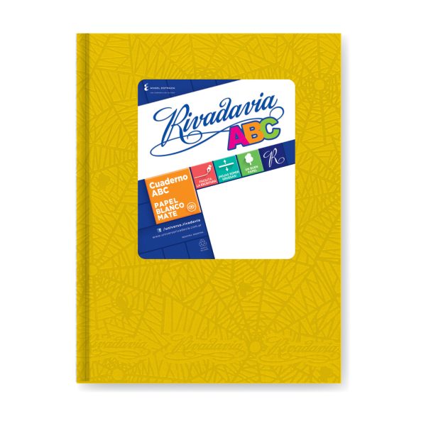 CUADERNO RIVADAVIA T / D AMARILLO X 98 HS FORRADO