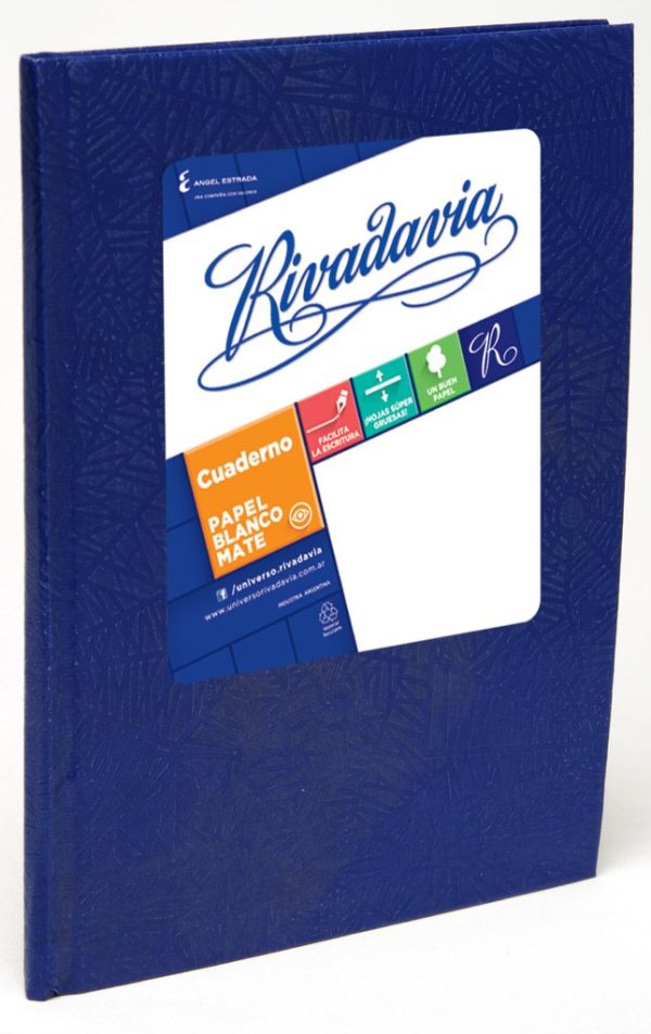 CUADERNO RIVADAVIA T / D AZUL X 98 HS FORRADO