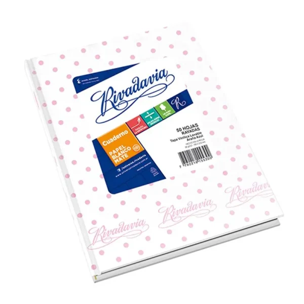 CUADERNO RIVADAVIA T / D LUN BLANCO / ROSA X 50