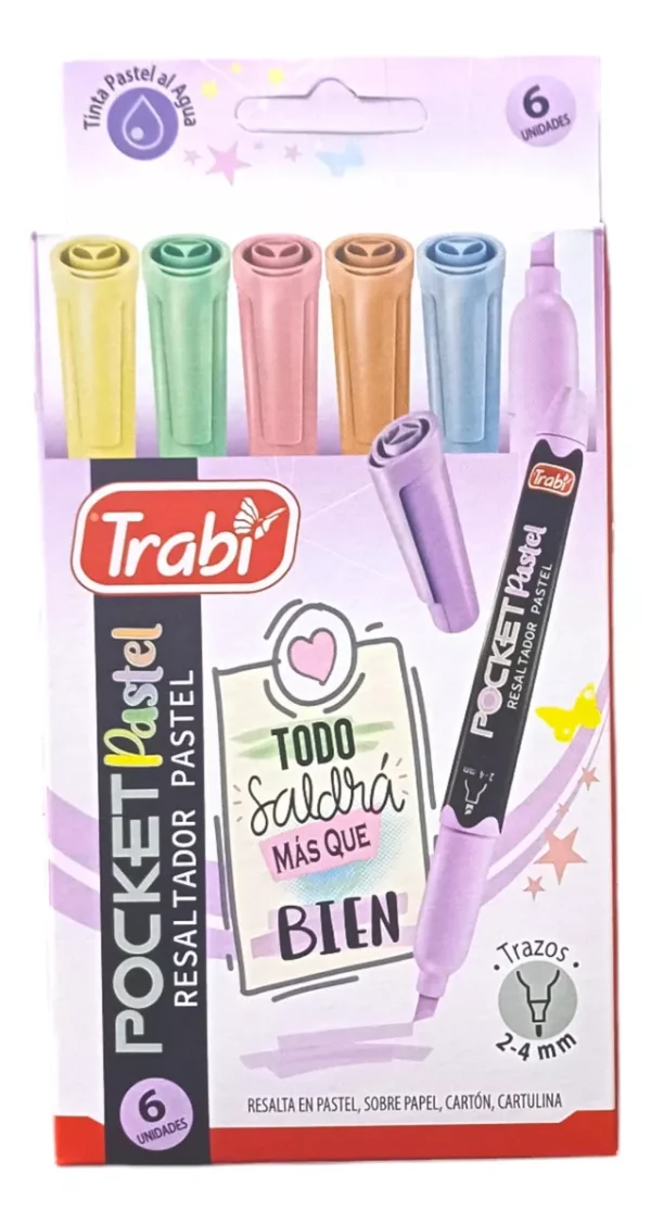 RESALTADOR TRABI POCKET X 6 PASTEL SDO