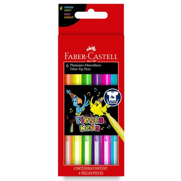 MARCADOR FABER ESCOLAR X 6 NEON
