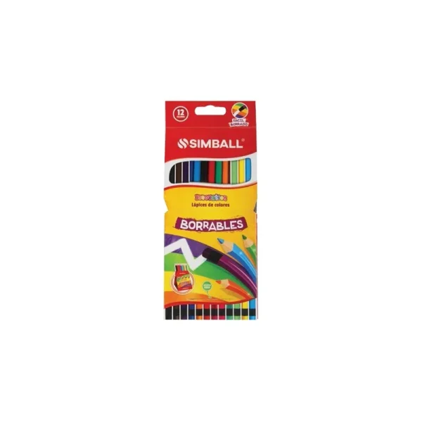 LAPIZ COLOR SIMBALL X 12 BORRABLE