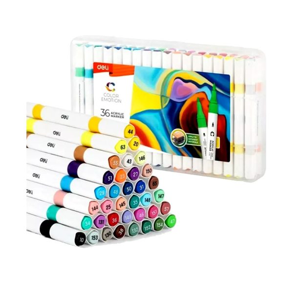 MARCADOR DELI ACRILICO ESTUCHE X 36 DOBLE PUNTA