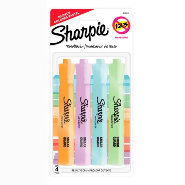 RESALTADOR SHARPIE ACCENT TANK X 4 PASTEL