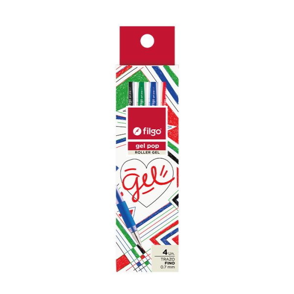 BOLIGRAFO FILGO GEL POP CLASICO X 4