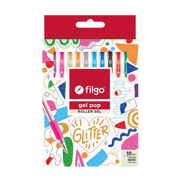 BOLIGRAFO FILGO GEL POP GLITTER X 10