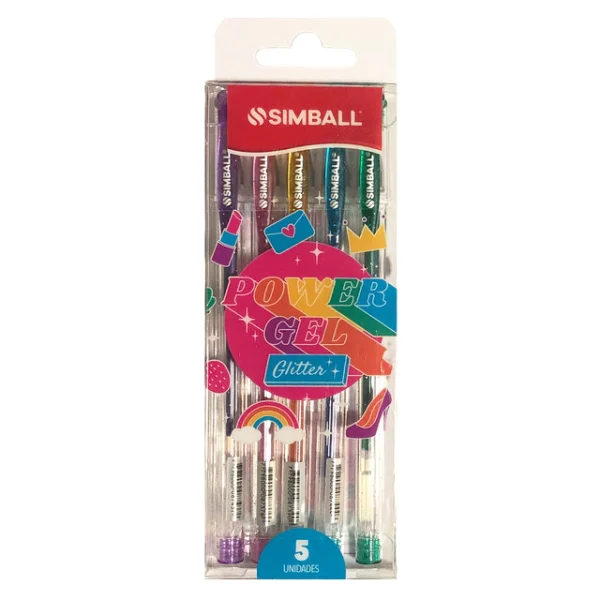 BOLIGRAFO SIMBALL POWER GEL GLITTER X 5