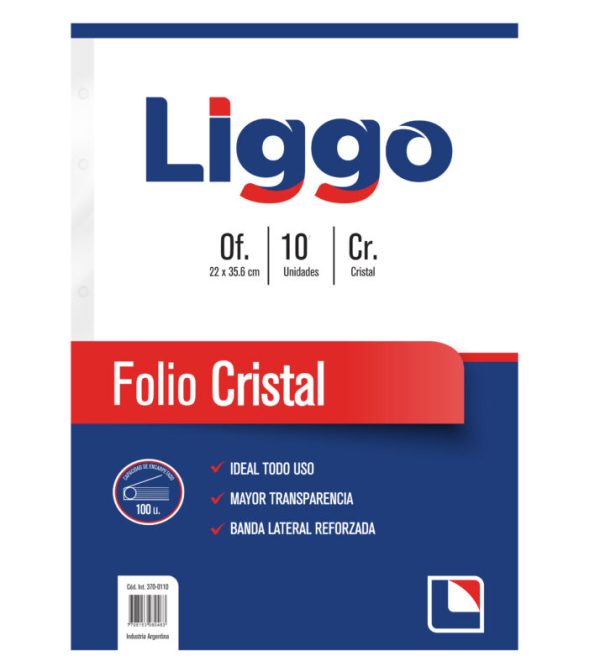 FOLIO LIGGO OFICIO X 10 CRISTAL 40 MICRONES