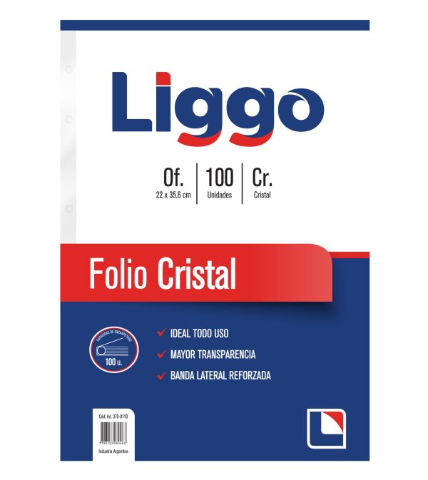 FOLIO LIGGO OFICIO X 100 CRISTAL 40 MICRONES