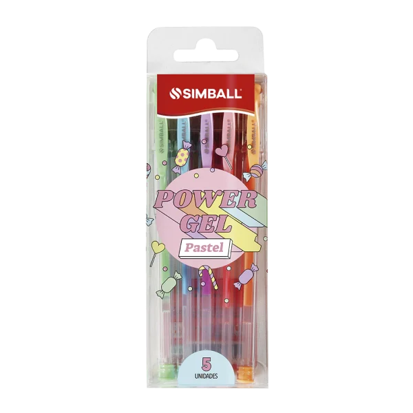 BOLIGRAFO SIMBALL POWER GEL PASTEL X 5