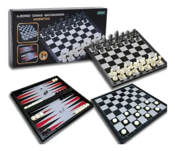 JUEGO DE MESA AJEDREZ/DAMAS/BACKGAMON MAGNETICO